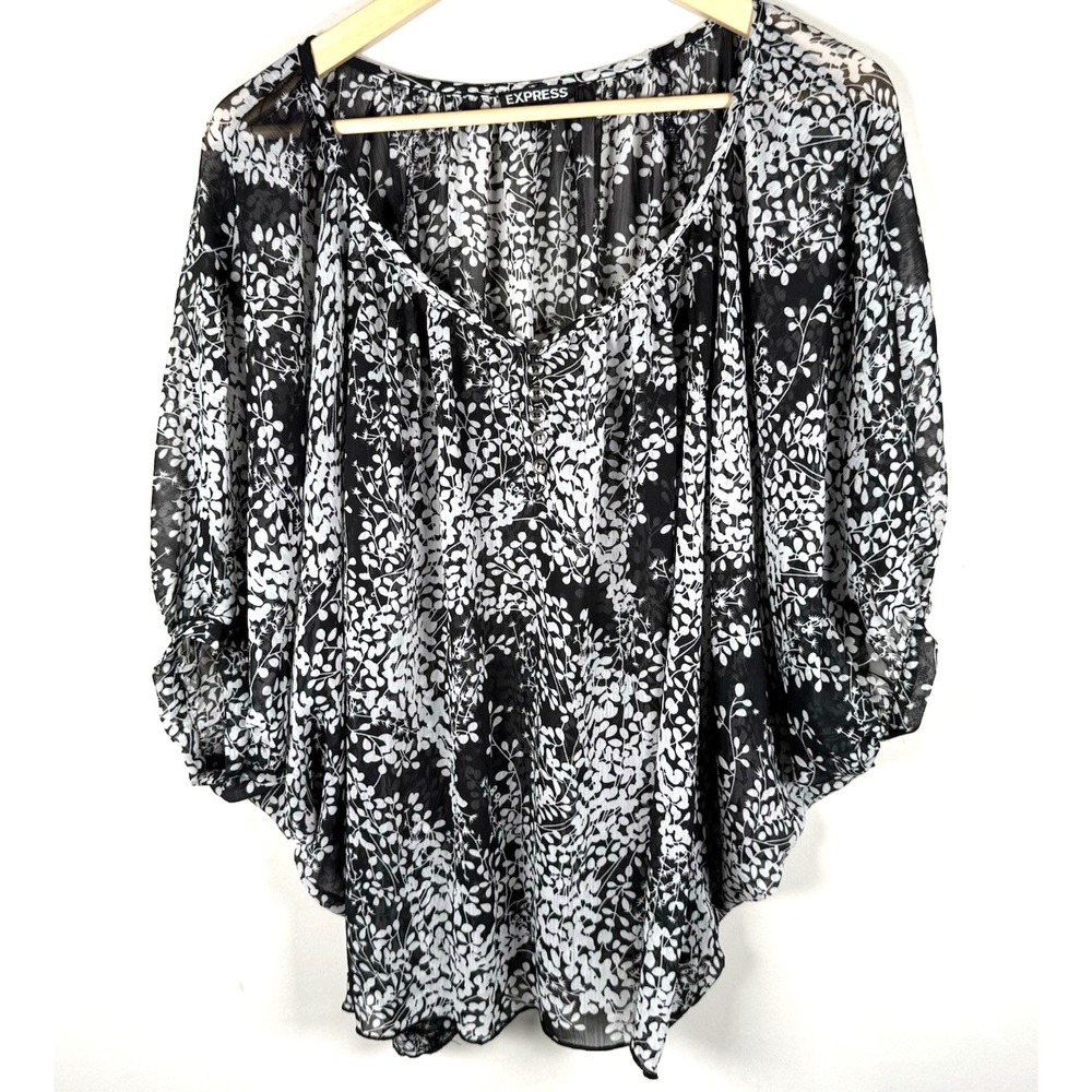 Express Dolman Sleeve Flowy Blouse Y2K Semi Sheer Whimsigoth Fairy Grunge Sz M